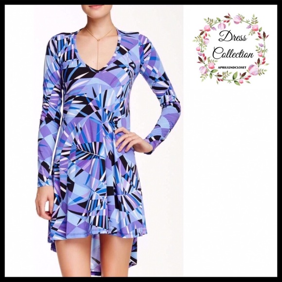 FLOWY ASYMMETRICAL KNIT TUNIC MINI DRESS A2C